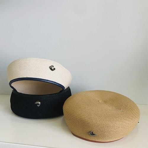 Elegant Womens Summer Hat Cotton Beret Hat Sun Protection Cap Female Breathable Foldable Cap for Girls Beach Packable Sun Hat