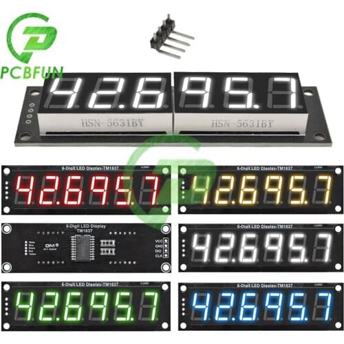 0.56 Inch TM1637 6 Digit 7 Segment 5V Digital Tube Module White/Red/Yellow/Green/Blue LED Display Module For Arduino