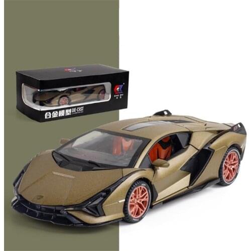 1/24 Alloy DieCast SIAN FKP 37 Model Toy Car Simulation Sound Light Pull Back Collection Toys Vehicle For Children Gifts