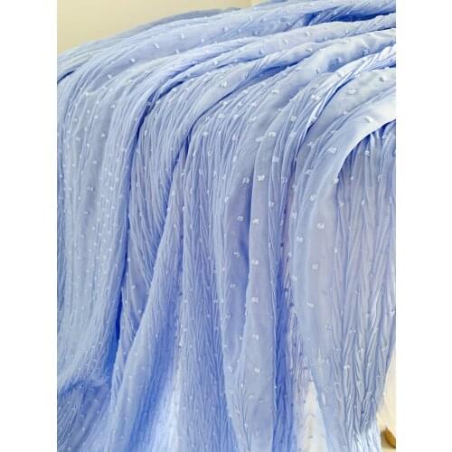 1 Yards Baby Blue Creased Chiffon Fabric For Skirt, Dress, Baby Photography Prop