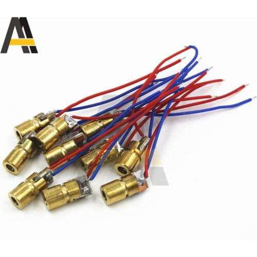 10PCS 5V 650nm 5mW Adjustable Laser Dot Diode Module Dotted Red Copper Head Mini Laser Pointer