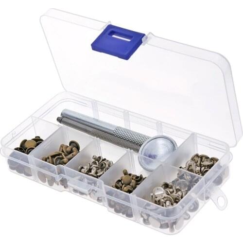 120Pcs/Set Leather Repairing Decor Rivets Tubular Metal Single with Fixing Tool Kit