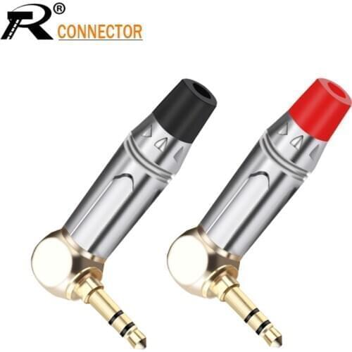 2pcs Balance Right Angle 3.5mm 3 Poles Stereo Male Plug Silver Plated Soldering 3 Pins DIY Headphone Jack