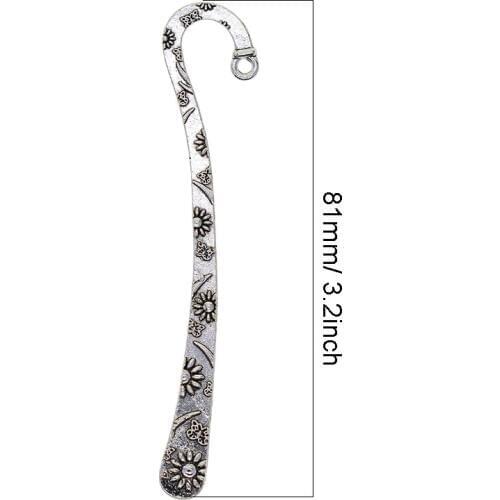 20Pcs Tibetan Silver Blank Beading Bookmarks Daisy Flowers Loop DIY Making
