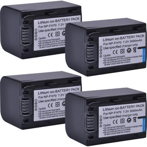 Batmax 4Pcs 7.2V 3000mAh NP-FH70 NP FH70 NPFH70 Camera Battery for Sony NP-FH60 DCR-DVD650 HC5 NP-FH50 NP-FH40 NP-FH30 NP-FH60