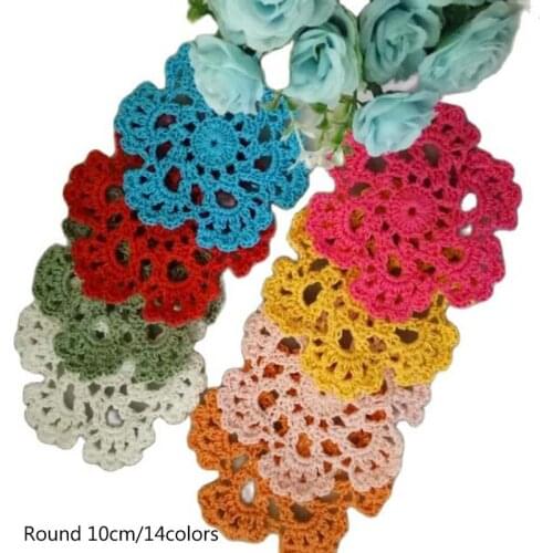 5pcs HOT round cotton lace placemat cup coaster mug kitchen Christmas table place mat cloth Crochet tea coffee doily dish pad