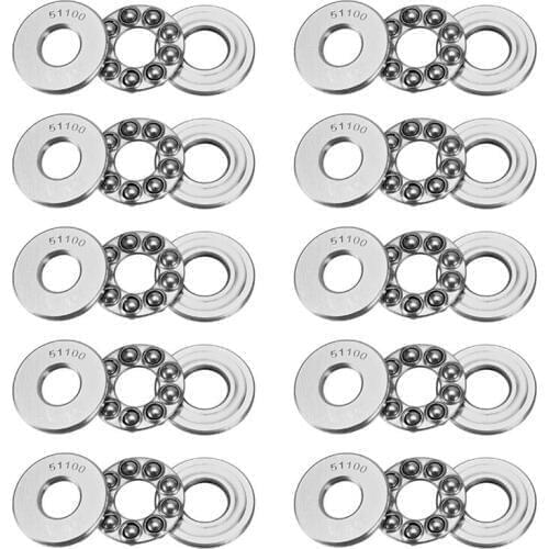 51100 Single Direction Thrust Ball Bearings 10mm x 24mm x 9mm Bearing Steel (Pack of 10)