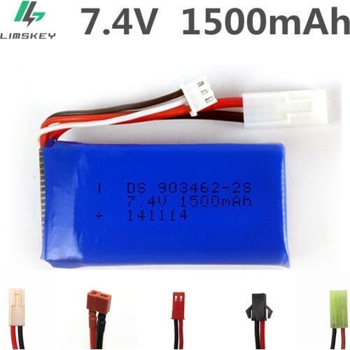 7.4V 1500mAh Lipo battery For FT009 RC Boat speed boat 12428 144001 battery Lipo 2S 7.4 V 1500 mah 903462 2S JST SM KET T PLUG