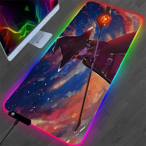 Anime Mouse Pad Xxl Genshin Impact Large Game Player Office Keyboard Mousepad Mini Pc Led Light Emitting One Piece Shipping