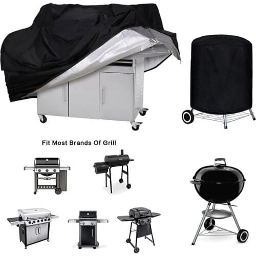 BBQ Cover Outdoor Dust Waterproof Weber Heavy Duty Grill Cover Rain Protective outdoor Barbecue cover round bbq grill black