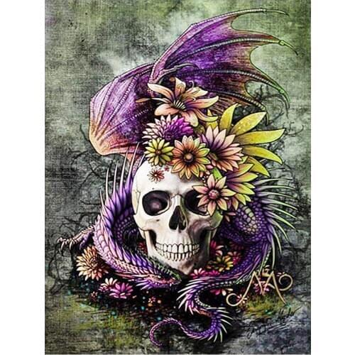 Floral Skull Halloween Diamond Painting Round Full Drill Nouveaute DIY Mosaic Embroidery 5D Cross Stitch Home Decor Gifts