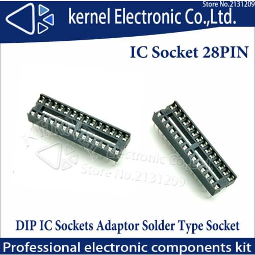 Hzy Connectors 28pin IC Sockets 10PCS 2.54mm Through Hole Stamped pin Open Frame IC Dip Socket,Pitch Through Hole Dip Socket