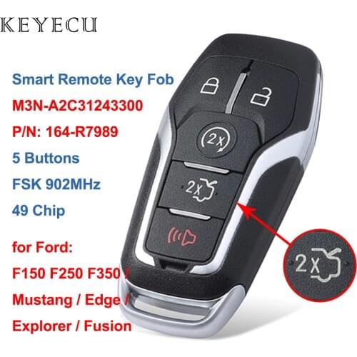 Keyecu Smart Remote Key Fob 902MHz 49 for Ford Explorer Edge Mustang F150 F250 F350 Fusion FCC: M3N-A2C31243300, P/N: 164-R7989