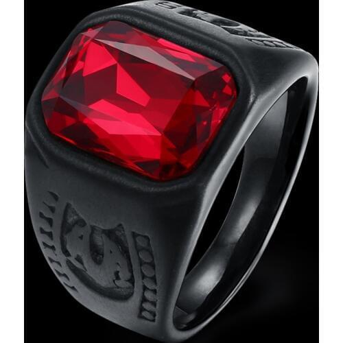 Size 7-10 Fashion Black Men Ring Big Statement Geometry Stone Finger Ring Male Hip Hop Party Jewelry