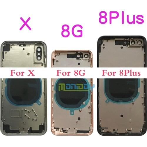 3-10Pcs For iphone 8 8G / 8 Plus X XR XS / XS MAX Housing Cover Battery Door Rear Chassis Frame Back Cover Glass For 11 Pro Max