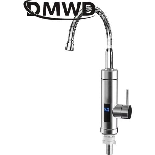 Instant Electric Shower Hot Water Heater Display Kitchen Instantaneous Tap Tankless Stainless Steel Heating Faucet Flexible Pipe