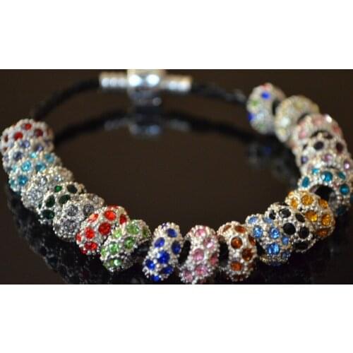 Mixed Multicolor 10 x 5mm Spacer Charm Wheel Beads Fit European Bracelet Rhinestone Loose Beads DIY Rhinestone crystal