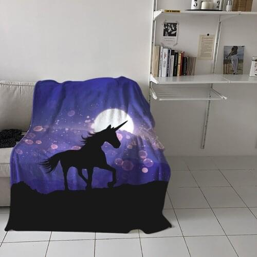 Moon Purple Cartoon Fantasy Throw Blanket for Sofa Warm Blanket on Bed Home Bedspread Travel Fleece Blanket