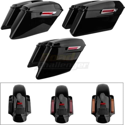 Motorcycle LED CVO Style Rear Fender System Tail Light CVO Style Stretched Extended Hard Saddlebags For Harley Touring 2014-2020