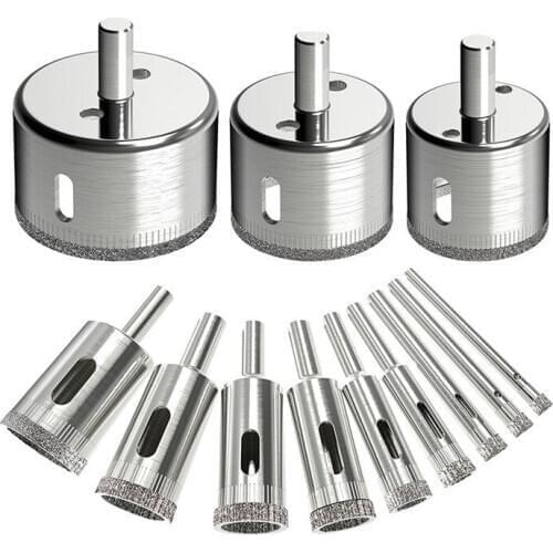 12Pcs Diamond Drill Bits Glass Tile Hole Saw Bits Set, Hollow Core Drill Bits, Extractor Remover Hole Saws for Glass, Ceramics