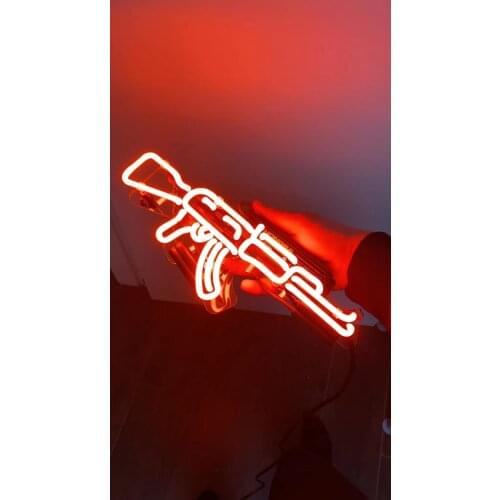 Neon Light Sign LED sign guns neon wendding party Neon Beer Sign Bar home Sign Real Glass Neon Light Beer Sign17inch