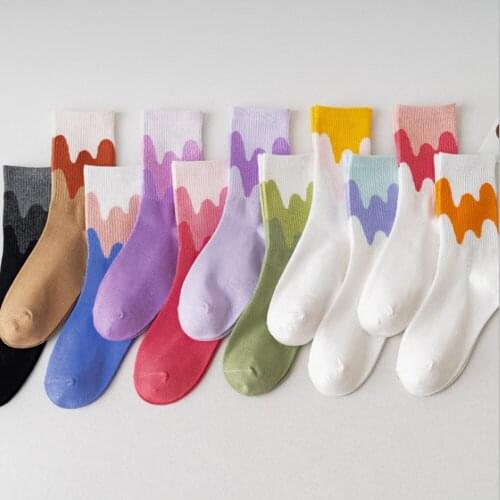 1 pair Autumn female socks ins tube socks Korean style street wave stripe personality breathable street socks