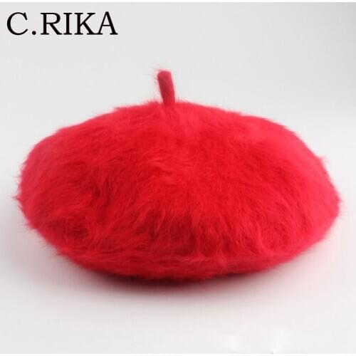 2020 new Cheap Rabbit Fur Winter Beret Hat for Women Knitted Hat fashion Beret for Girl Solid Colors Fashion Lady Cap