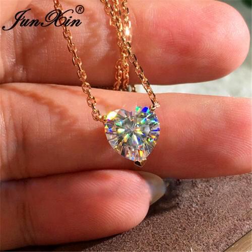 Cute Clear Crystal Heart Pendant Wedding Necklaces For Women Gold Minimalist Short Clavicle Necklace Choker Valentine Jewelry CZ