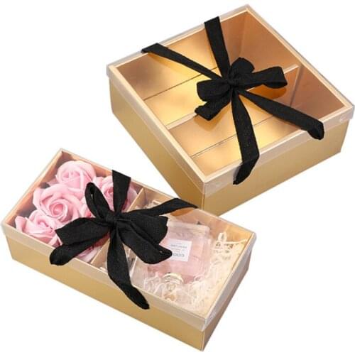 Gifts Box Packag Gold Black Portable Bouquet Florist Supplies Mothers Day Flower Box Girl Communion Chocolate Birth Favors