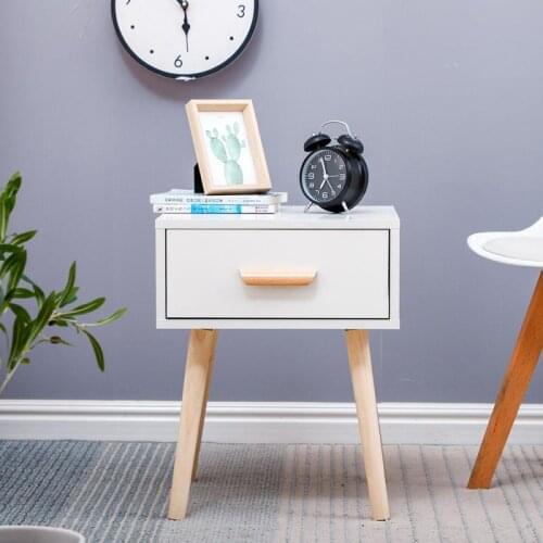 40*40*50CM Nordic Minimalist Bedside Table With Drawer Slides White Small Apartment Bedroom Nightstands HWC