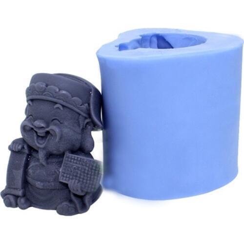 Silicone mold God of Wealth Shape Decorative resin clay mould fondant cake molds Deco candle moulds aroma stone silica gel mold