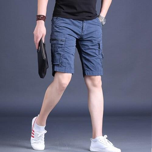 Blue Shorts Men Summer Fashion Casual Cotton Cargo Shorts