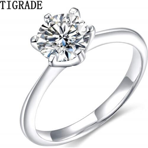 TIGRADE 925 Sterling Silver Ring Classic Wedding Ring engagement Ladies Hearts Arrows bague femme argent 925 Bride Jewelry