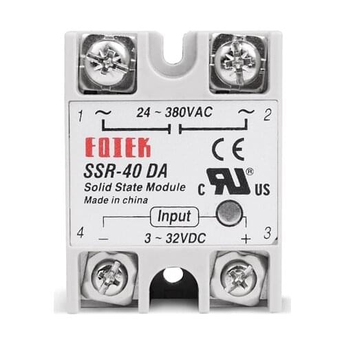 SSR 40DA Solid State Module Relay Single Phase 3-32V 12V DC To 24-380V 220V AC For Temperature Controller