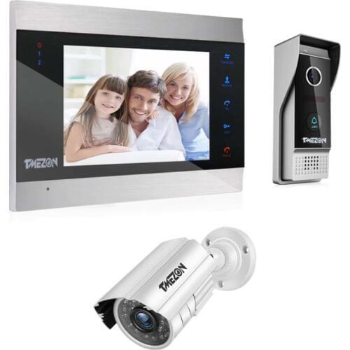 TMEZON 7 Inch Video Door Phone Intercom Doorbell Home Security System Door Speaker Call Panel+7 inch Monitor +1200TVL Camera
