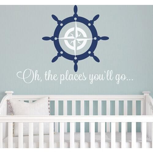 Vinyl Wall Stickers For Kids Room Captains Wheel Removeable Wall Decal Nursery Bedroom Wall Decor Cute Room Decoration ZX141