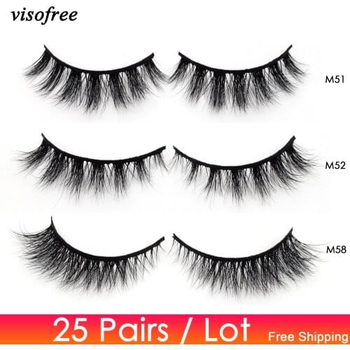 Visofree 25 pairs/lot Mink Eyelashes Full Volume Stunning 3D Mink Lashes Handmade Full Strip Lashes maquillage makeup 43 Styles