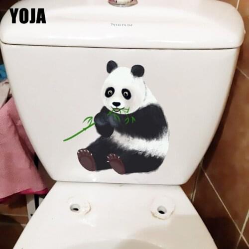 YOJA 21.3×22.8CM Eating Bamboo Panda Home Kids Room Wall Decor Funny WC Toilet Sticker T1-2672