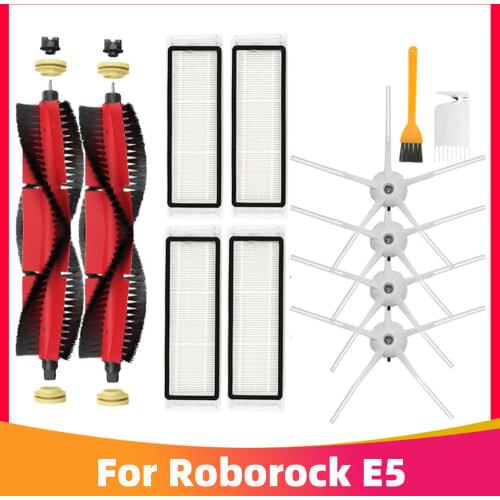 HEPA Filter Main Brush Side Brushes Mop Cloth Replacement Parts for Xiaomi Roborock E5 S5 Max S6 MaxV Robot Vacuum and Mop