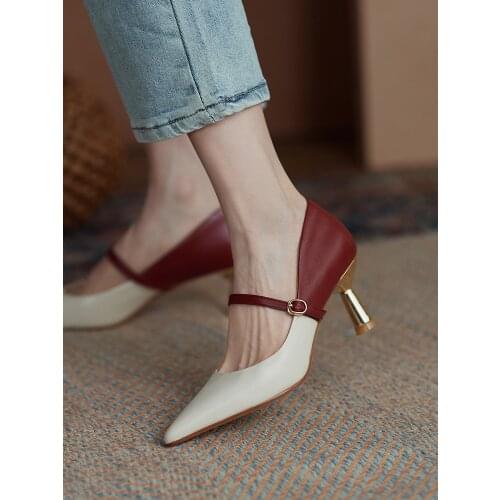 Womens High Heels 2021 New Spring Color Matching Stiletto Heel Sexy Fashion Pullover Single Shoes