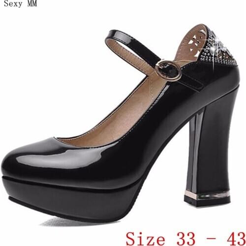 Women High Heel Shoes Platform Pumps Woman Thick High Heels Party Wedding Shoes Ladies Kitten Heels Plus Size 33-40 41 42 43