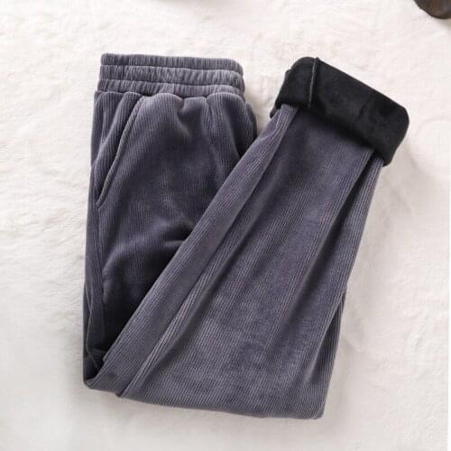 Winter Pants Women Thick Warm Fleece High Waist Pencil Pants Stretch Velvet Trousers Leggings