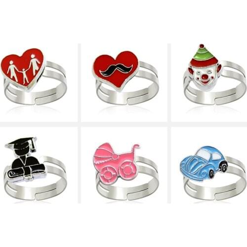 1PC Mix Style Cartoon Adjustable Children Ring With Box Childrens Day Gift LSSR80-481