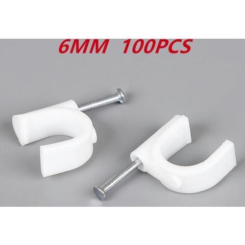 100pcs 6mm Round Steel Nail Cable Wire Wall Hanging Screw Clips Cable Clip For RG59 RG6 White High Quality Low Price Favorable