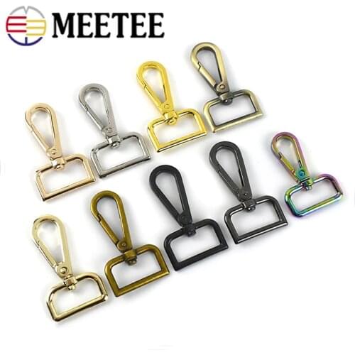 20pcs Meetee 16-50mm Handbag Strap Metal Belt Buckles Lobster Swivel Clasp Adjuster Hook for Webbing LeatherCraft Bags Accessory