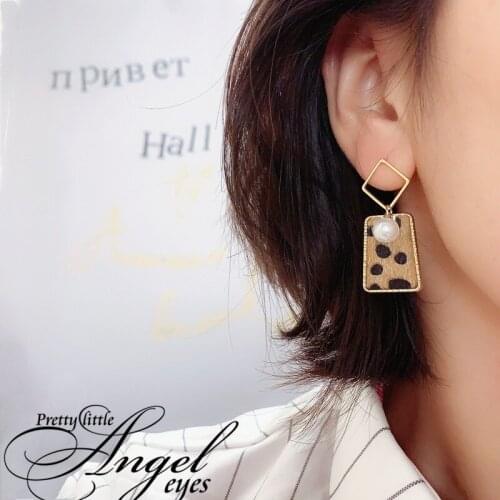 2020 New Fashion Womens Earrings Delicate Square Leopard Print Pearl Earrings For Women Party Girl Jewelry Gifts Wholesale
