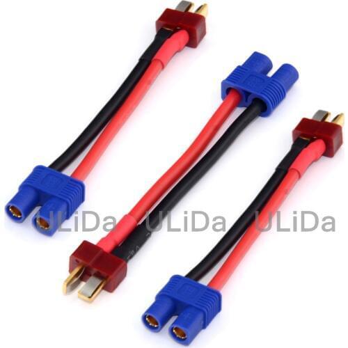 3pcs EC3 Female to T-Plug Deans Male Power Charger Adapter with 14AWG Wire for RC Multirotor Helicopter Quadcopter