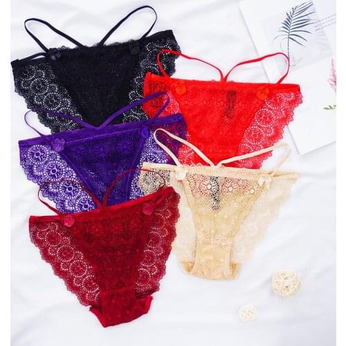 3 Pcs Lots New IXueJie Women Underwear Panties Solid Seamless Sexy Lace Briefs Bow Low-Rise Panty Hollow Ladie Fashion Lingerie