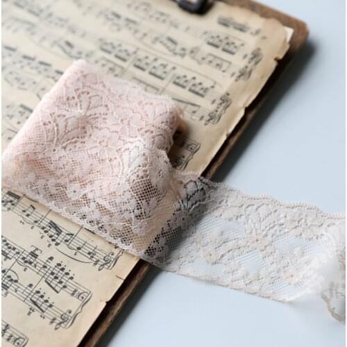 5 Meters Free Shipping 6CM Width Orange Pink 2020 Tiny Elastic New Flower Embroidered Lace Trim Mesh