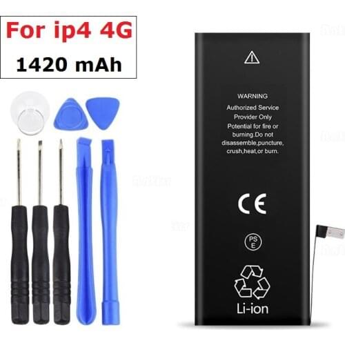 100% New Rechargeable Phone Bateria For iphone 4 Battery 1420mah 3.7v Replacement Battery For iphone 4 4G IP4G With Repair Tools